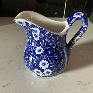 Vintage Calico blue and white creamer jar royal crownford Staffordshire